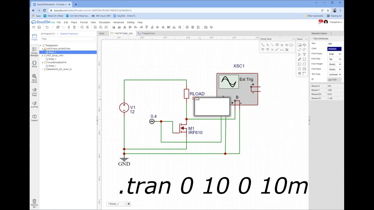 IoTElectr08b SchematicDiagram08b easyEDA MOSFET simulation 10min z3 13012022