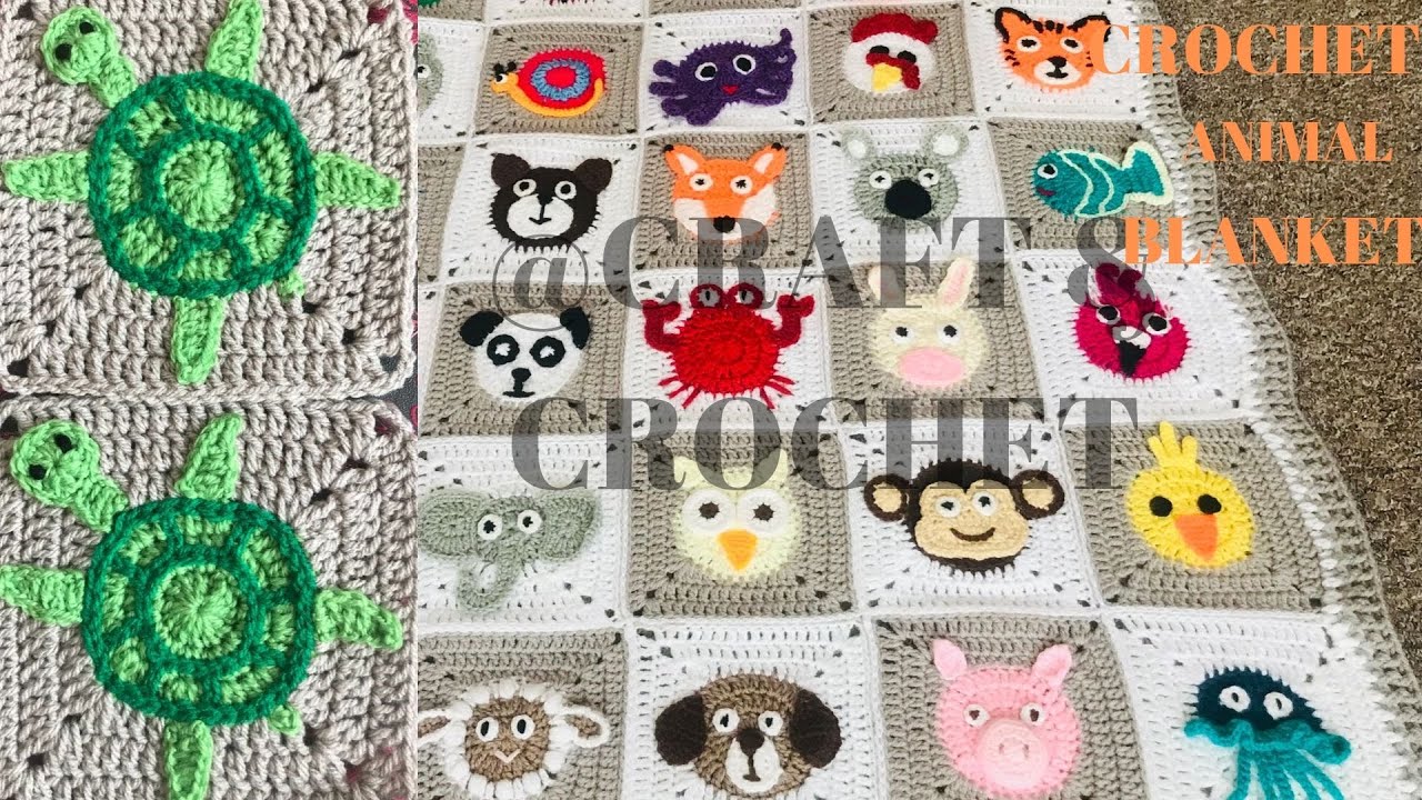 Crochet Turtle/ Crochet animal blanket/Part:18