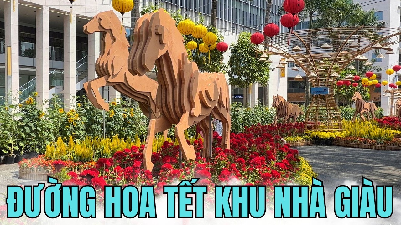 Có gì ở Đường hoa xuân Phú Mỹ Hưng Quận 7 Bính Ngọ 2026|||Cầu Ánh Sao, Hồ Bán Nguyệt tết nguyên đán