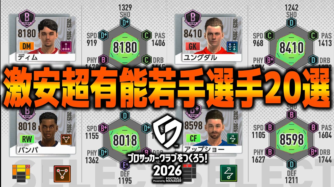 序盤に必ず活躍する安くて有能な若手選手20選【サカつく2026】