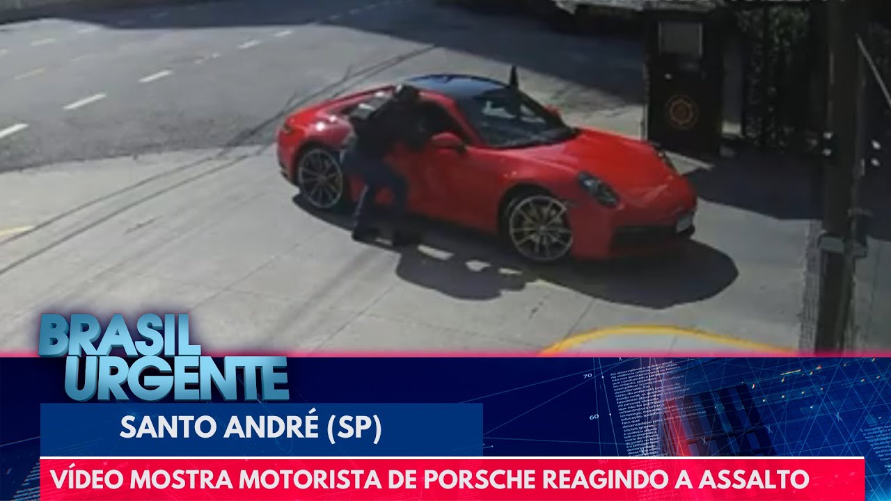 Vídeo mostra motorista de Porsche reagindo a assalto e trocando tiros com bandidos | Brasil Urgente