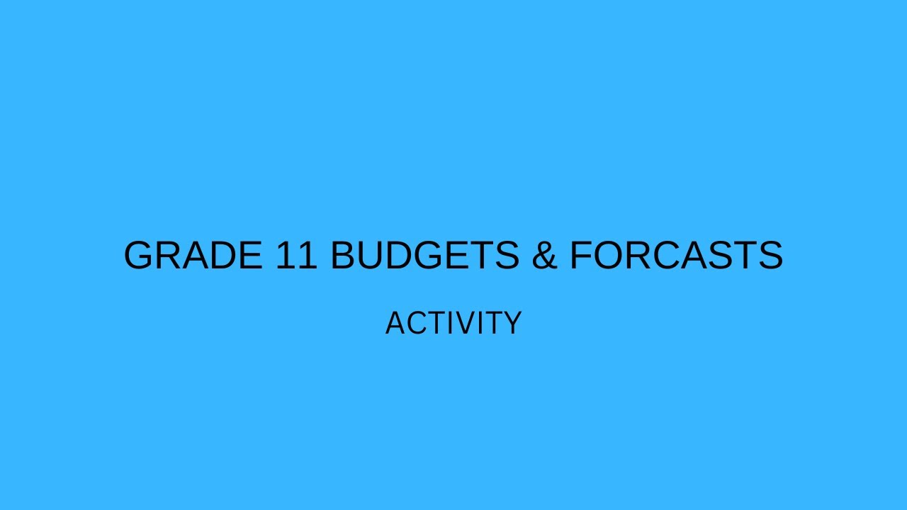 GRADE 11 Cash Budget activity