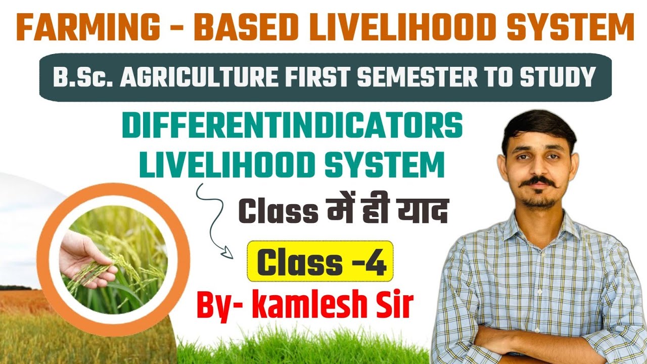 Different indicators to study livelihood systems || Farming Based Livelihood System || AGRON_111