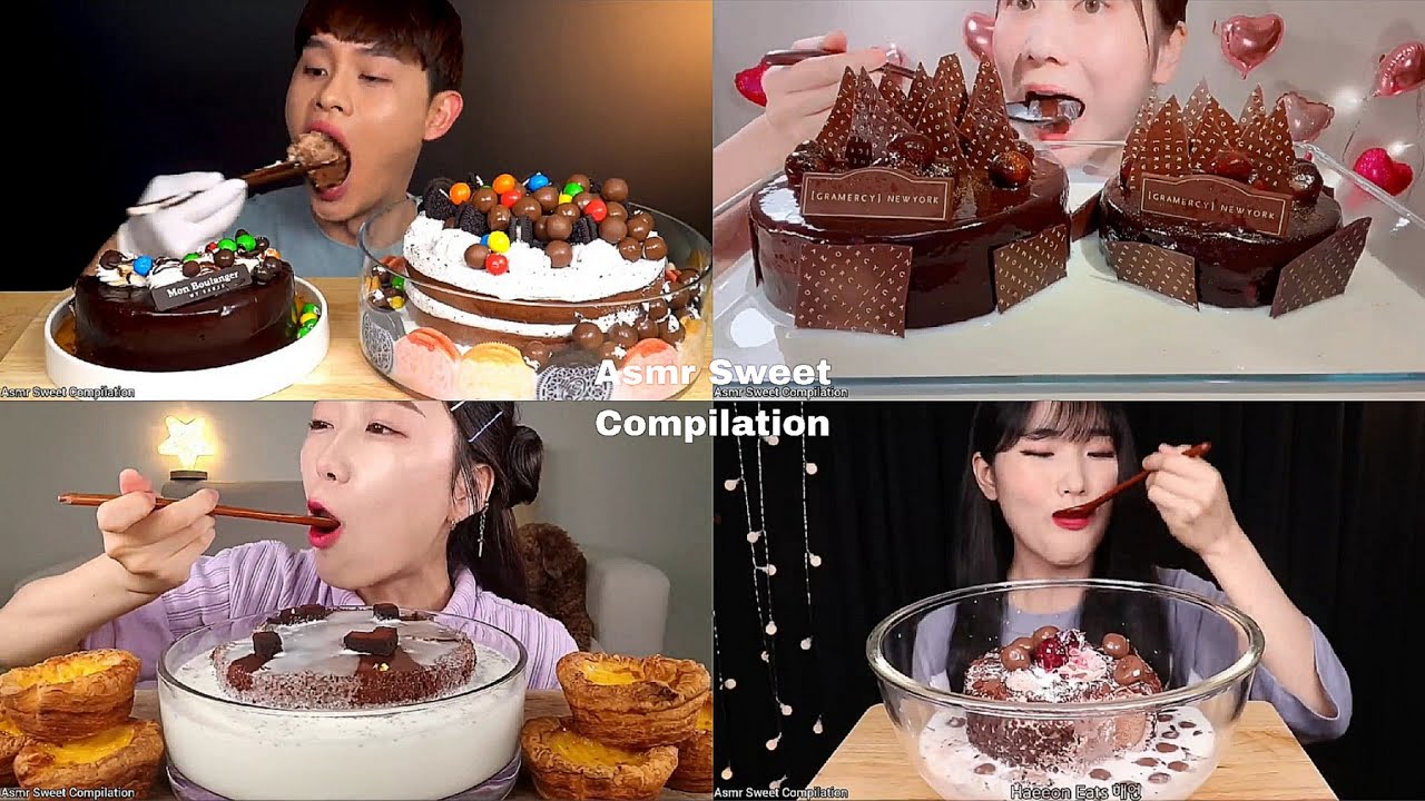 ASMR Chocolate cake + fresh milk Compilation | No Talking | Only Bits | ASMR Mukbang | ASMR Food
