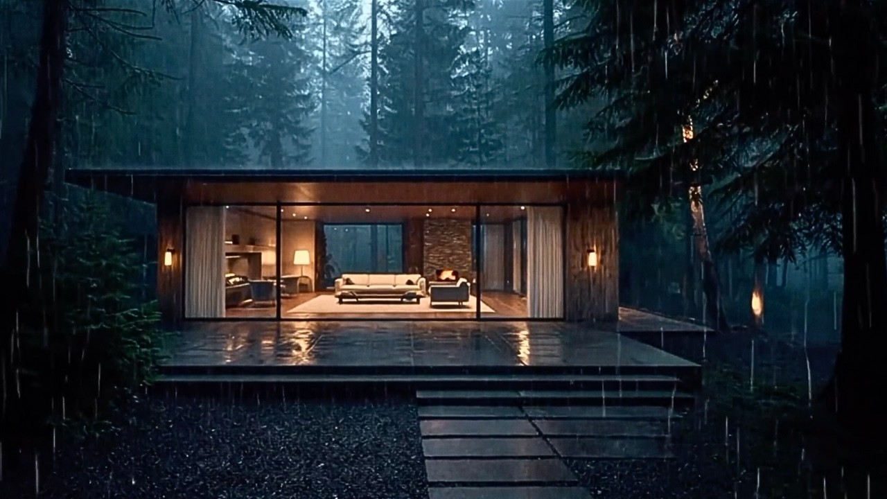 Gentle Rain at a Luxury Forest Retreat at Night | Deep Sleep & Calm Ambience Youtube