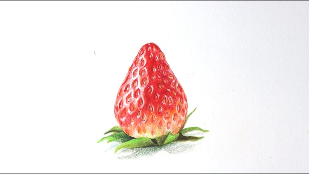 How to draw strawberry with colored pencil for beginners