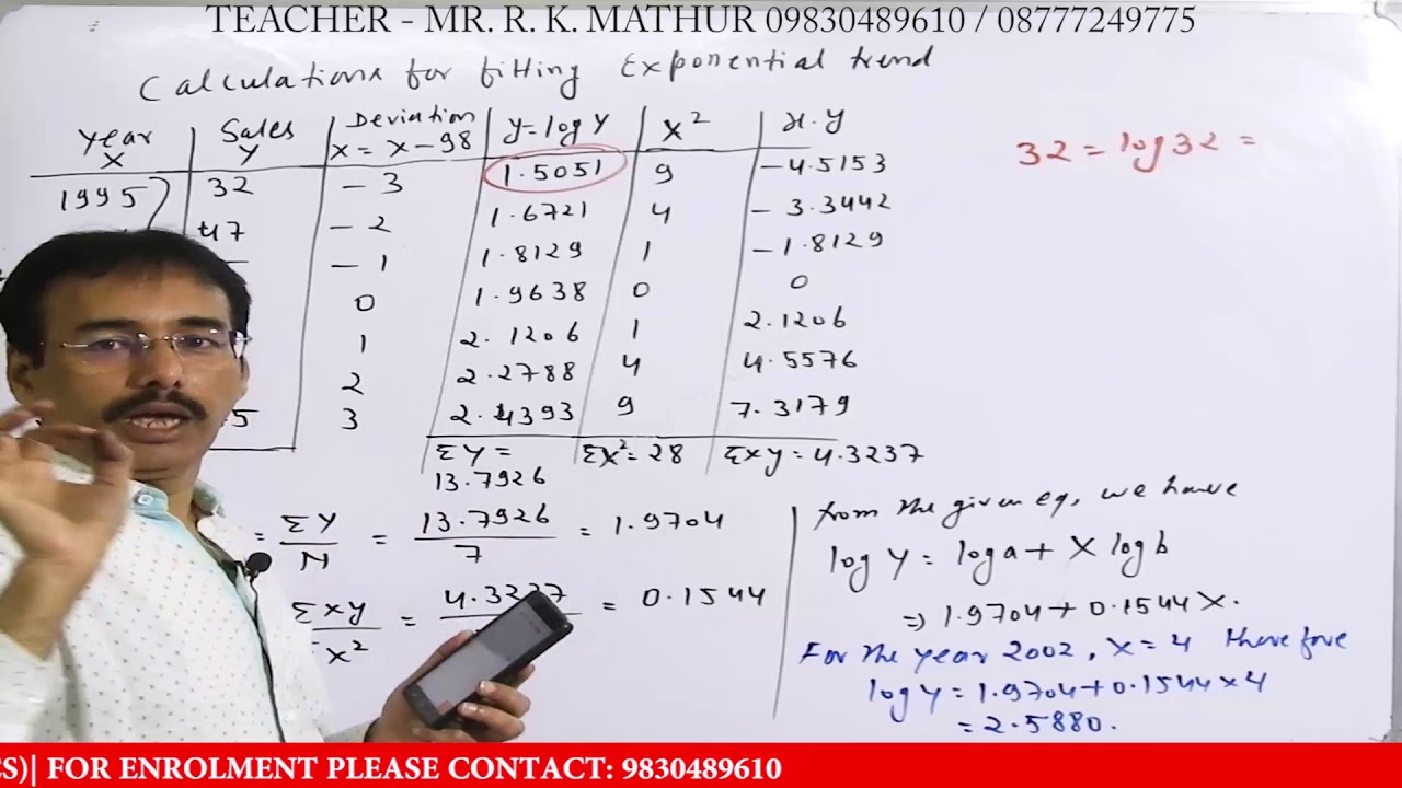 Exponential Trend in Time Series | Calculation of Fitting of Exponential Trends | Time series