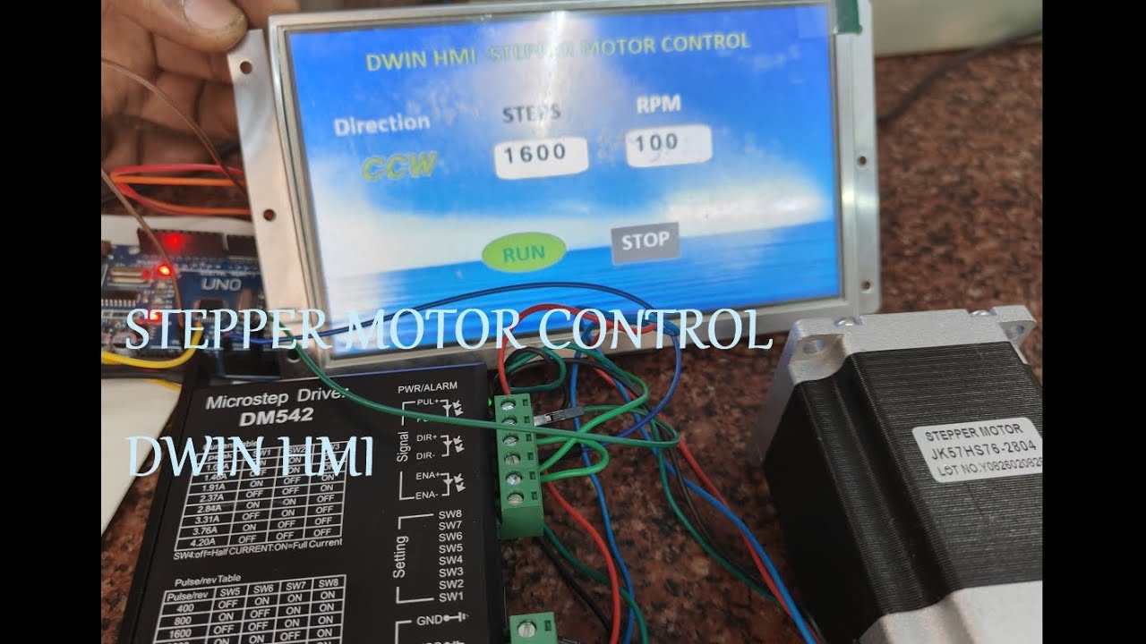 Управление шаговым двигателем с помощью HMI-дисплея DWIN