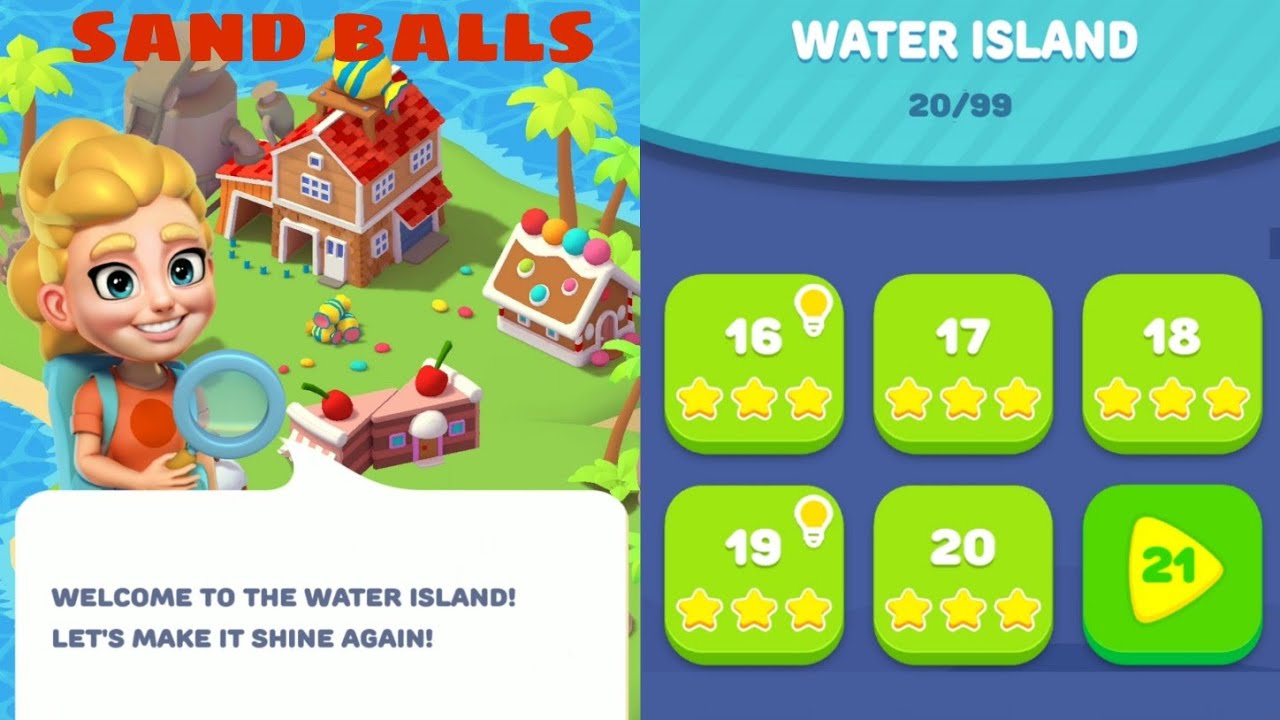 SAND BALLS NEW UPDATE WATER ISLAND UNLOCKED ALL LEVELS 16 - 20 GAMEPLAY WALKTHROUGH PART 130