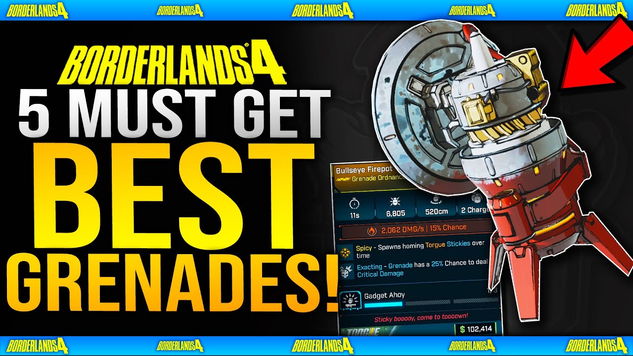Borderlands 4 - TOP 5 BEST GRENADES / ORDNANCE In The GAME You Need To Get!