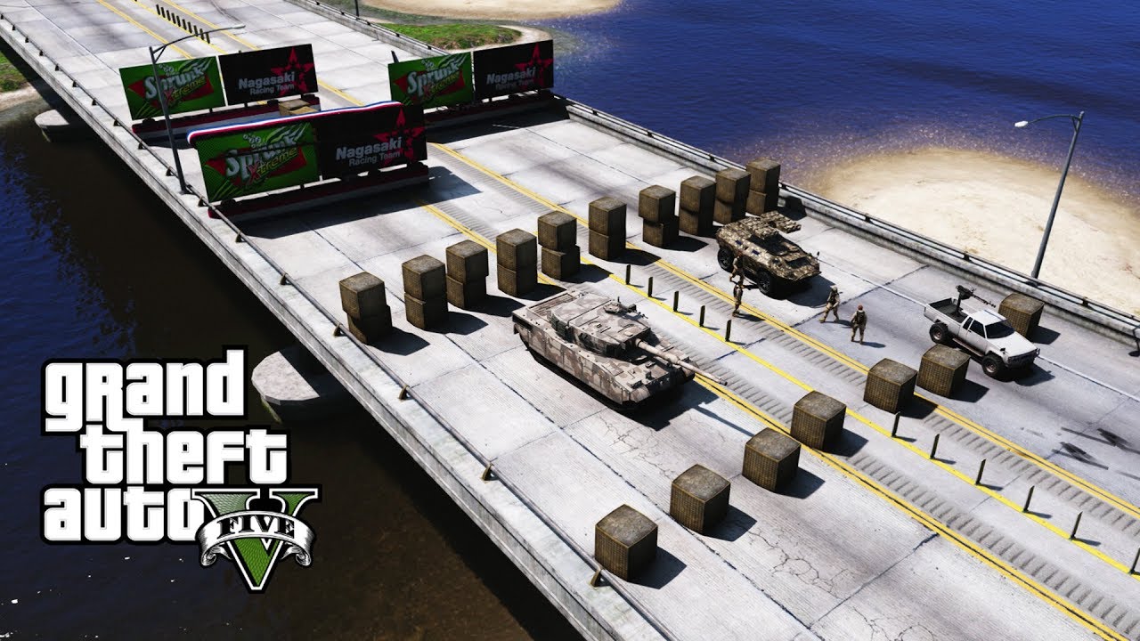 GTA 5 - Army Patrol Episode #24 - BUILDING BRIDGE FORT! (Bridge Defense) Gunrunning DLC Vehicles