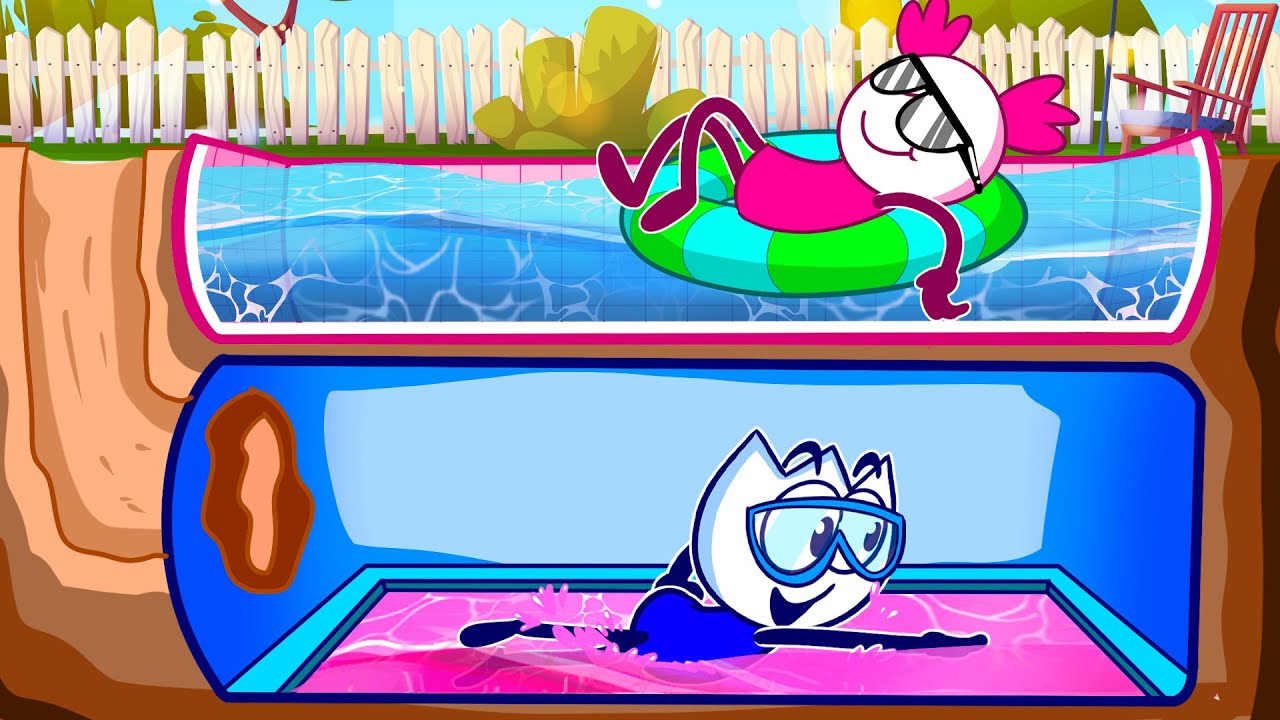 🔥💧 PINK VS BLUE Swimming Pool Challenge for Boy & Girl | Secret Pool Underground