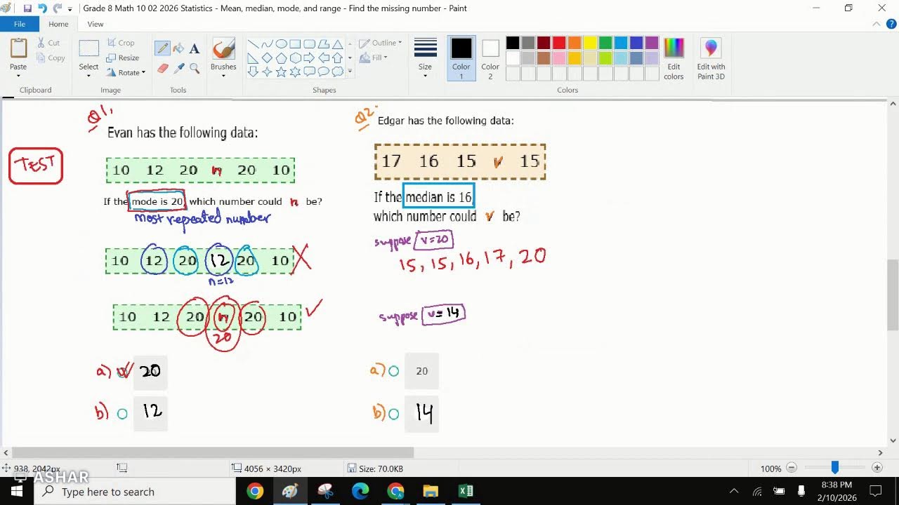 Math, Grade 8, February 10, Statistics