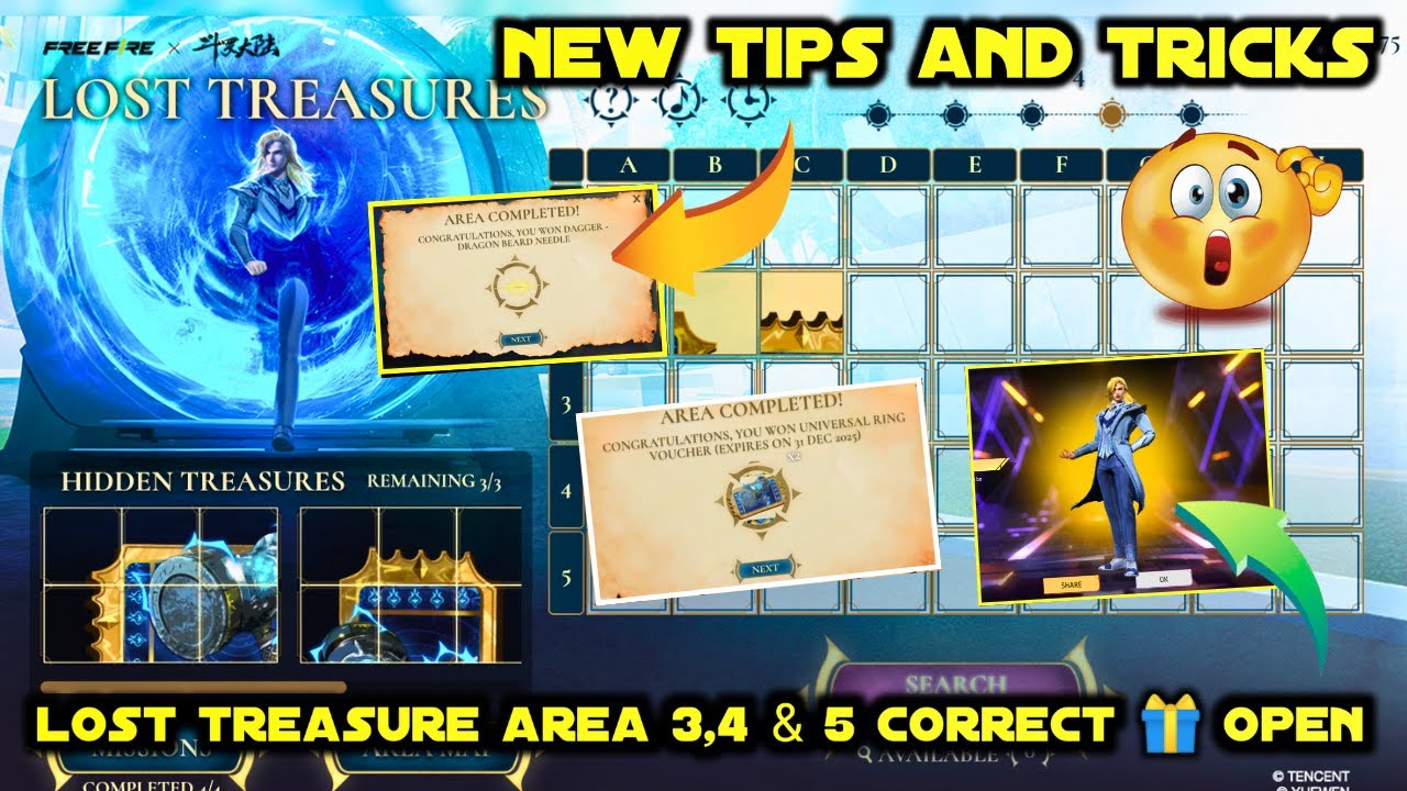LOST TREASURE EVENT TRICK IN FREE FIRE AREA 4 |  LOST TREASURE AREA 3 MISSION KAISE COMPLETE KAREN