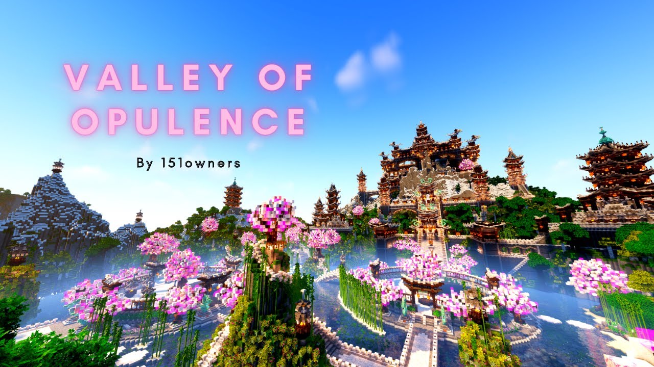 Minecraft Build Showcase - Valley of Opulence (Japanese/Chinese Garden & Castle).