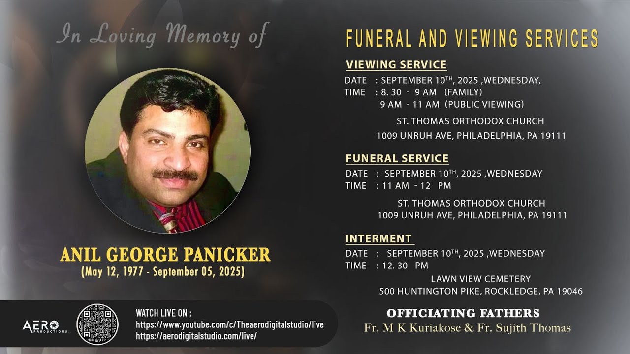 VIEWING & FUNERAL SERVICE | ANIL GEORGE PANICKER | LIVE