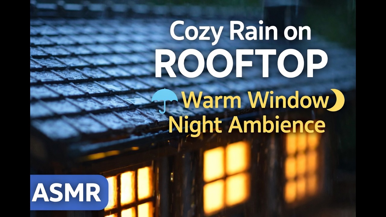 ASMR Rain on Rooftop – Cozy Warm Window at Night 🌧️✨