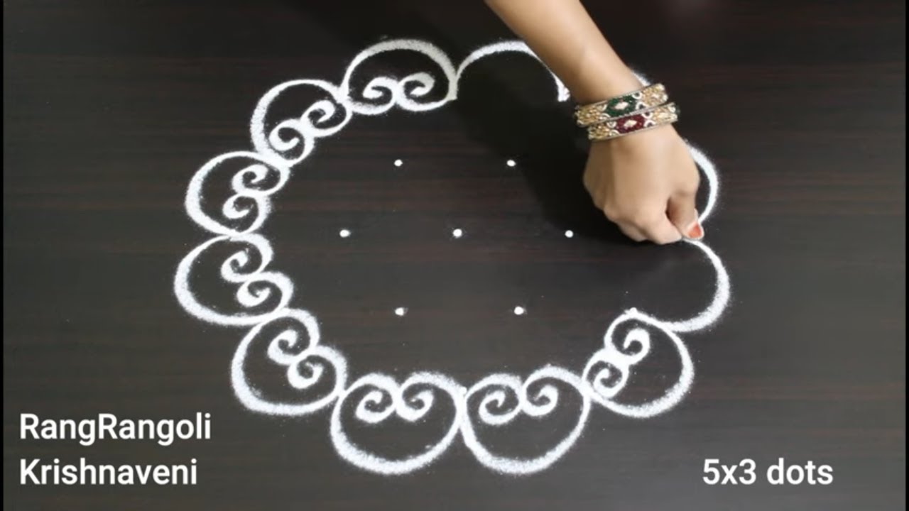 New Year 2024 Special Rangoli🌺5x3 dots New Year Muggulu🌺New Year Kolam🌺RangRangoli Krishnaveni