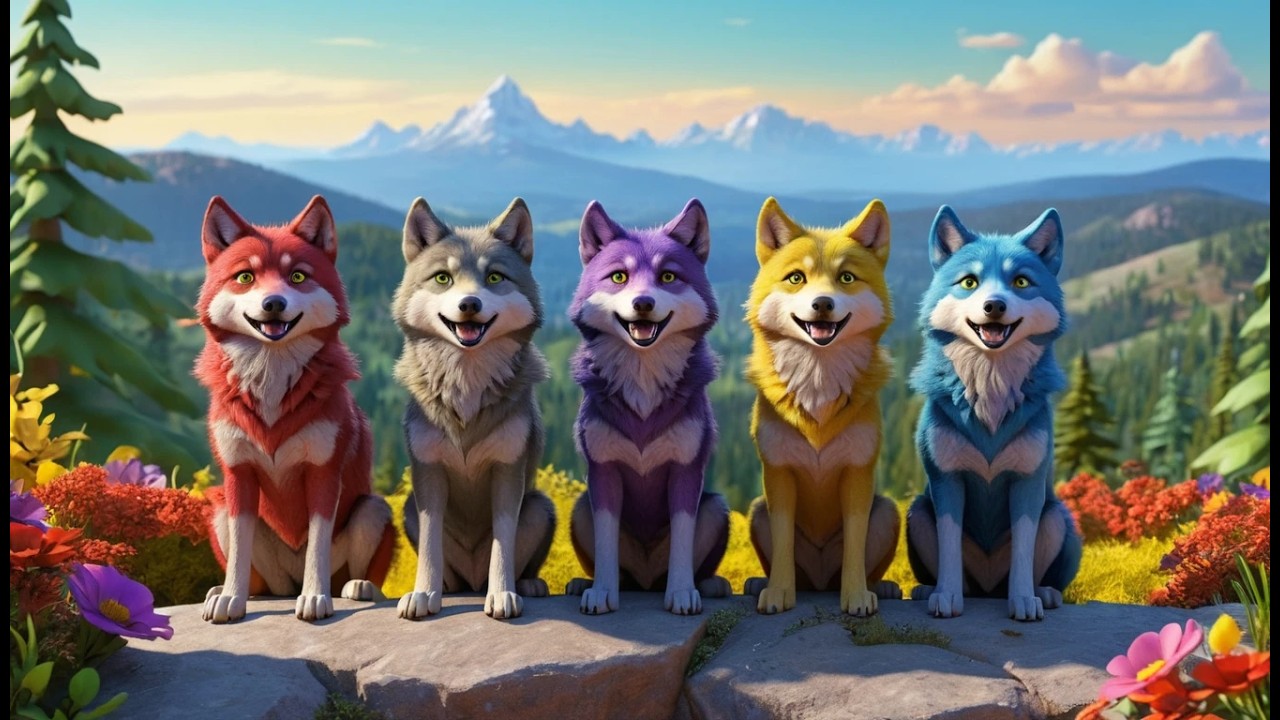 Five Little Wolves Howl Howl Howl | Nighttime Animal Song & Counting Rhyme