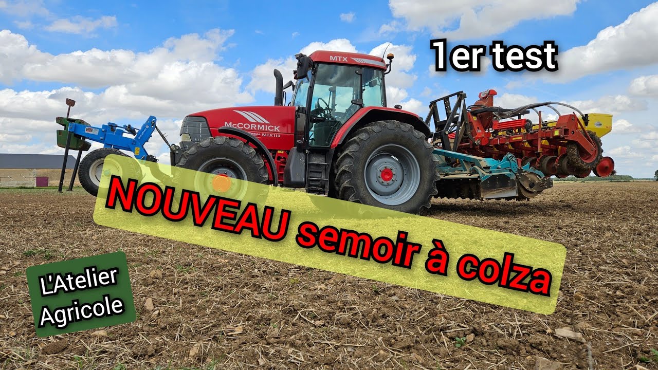 1er test au champ du nouveau semoir à colza Rau Maxem avec le McCormick