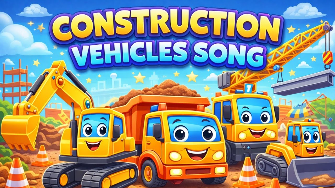 🎵 Construction Vehicles Song 🚜 | Big Trucks for Kids | Fun Rhymes#rhymes #kids 