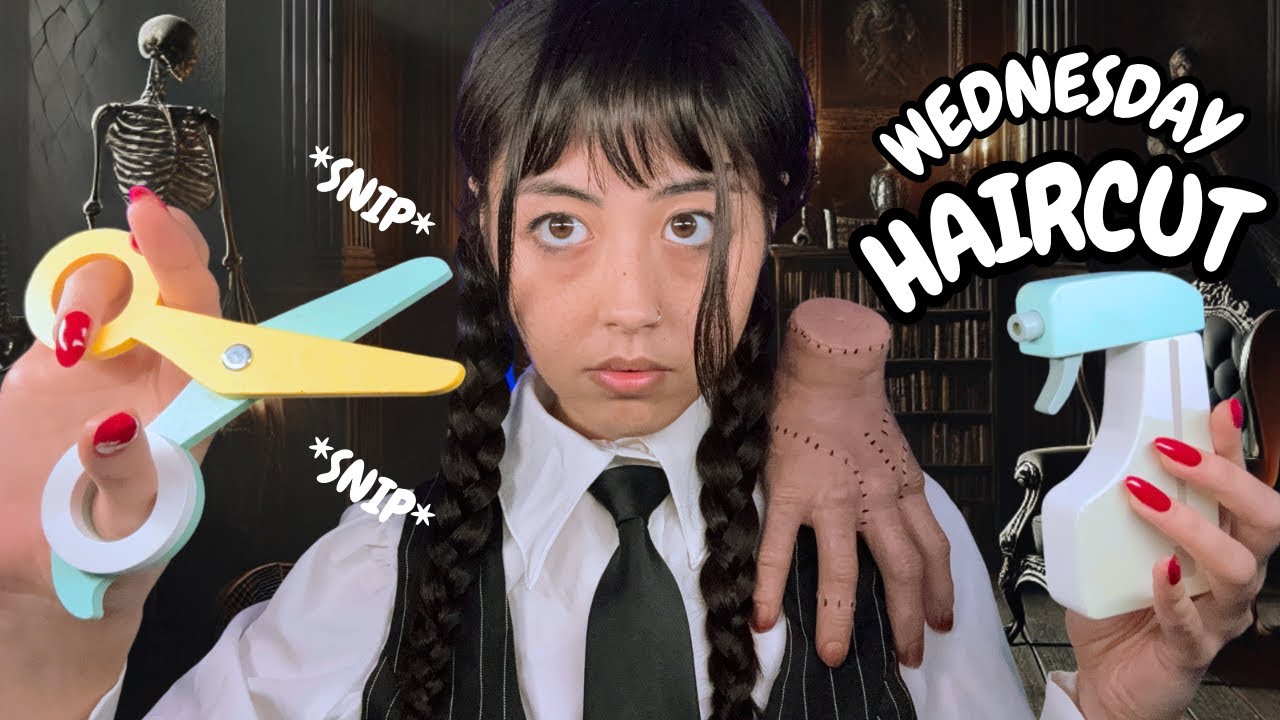 ASMR Wednesday Addams Cuts & Styles Your Hair ✂️ for Ultimate Sleep Relaxation | Hair Brushing