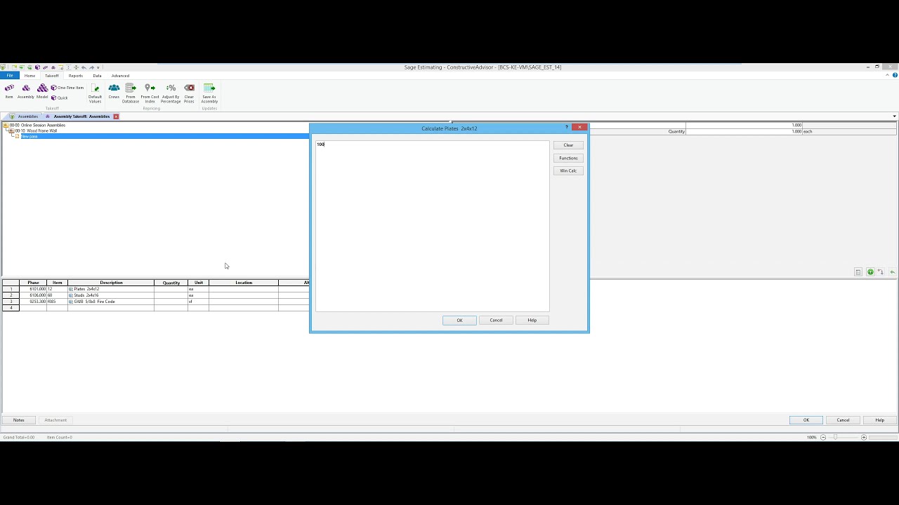 Part 1 of 8 | Building Useful Assemblies In Sage Estimating SQL