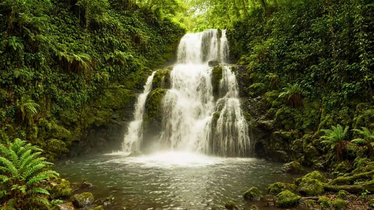 Soft Comfort Sleep Music under Night Waterfall for Inner Renewal 🤍🌙💦