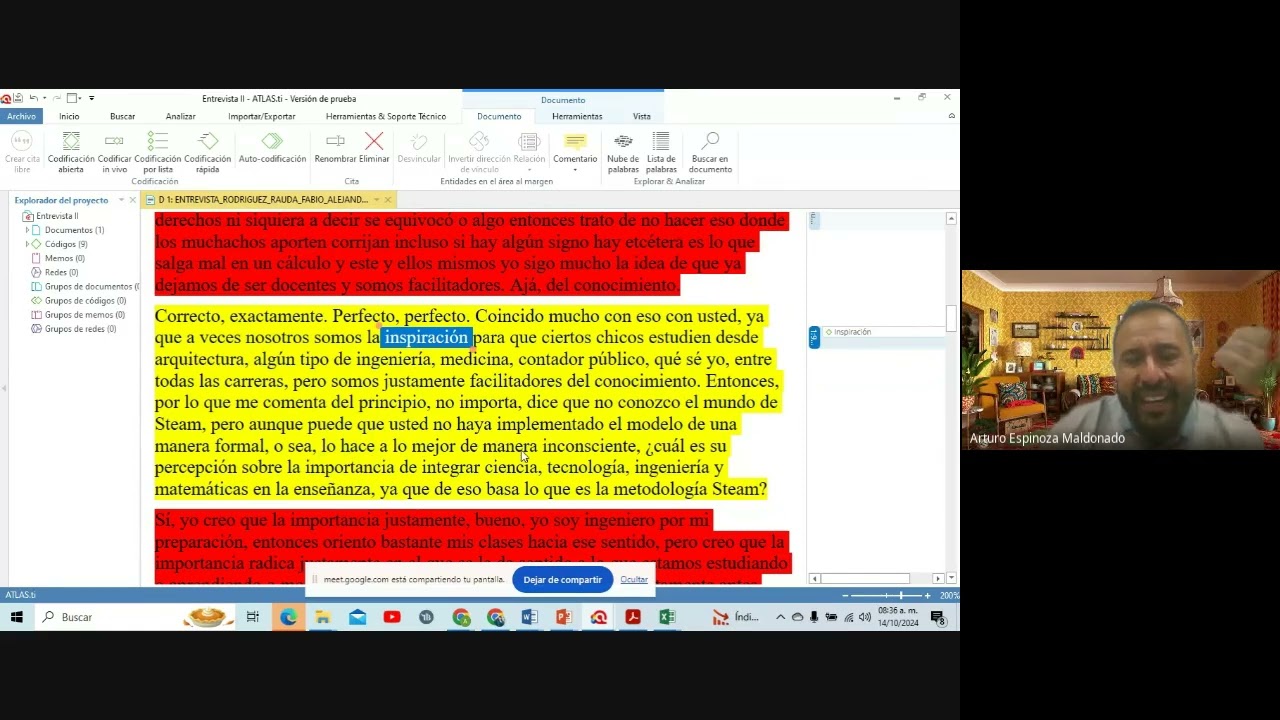Atlas Ti, Análisis Cualitativo de Entrevistas. Dr. Arturo Espinoza Maldonado. Atlas Ti 8 su vigencia