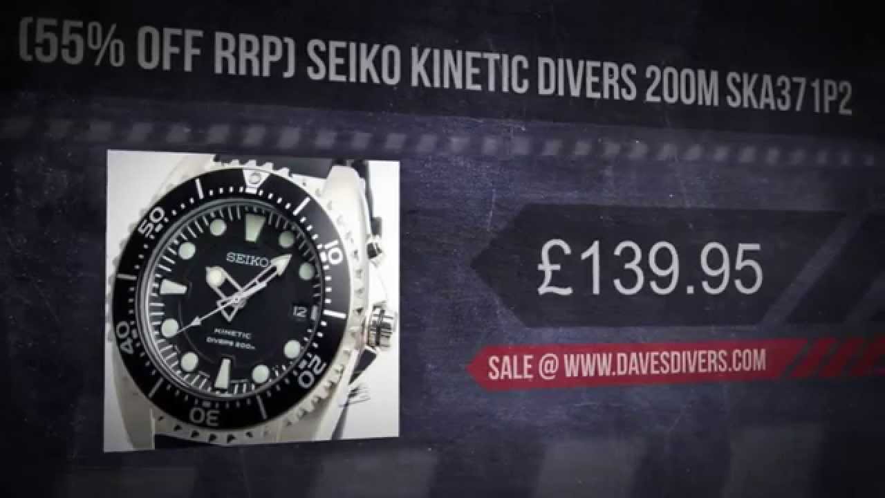 (55% OFF RRP) SEIKO KINETIC DIVERS 200M SKA371P2
