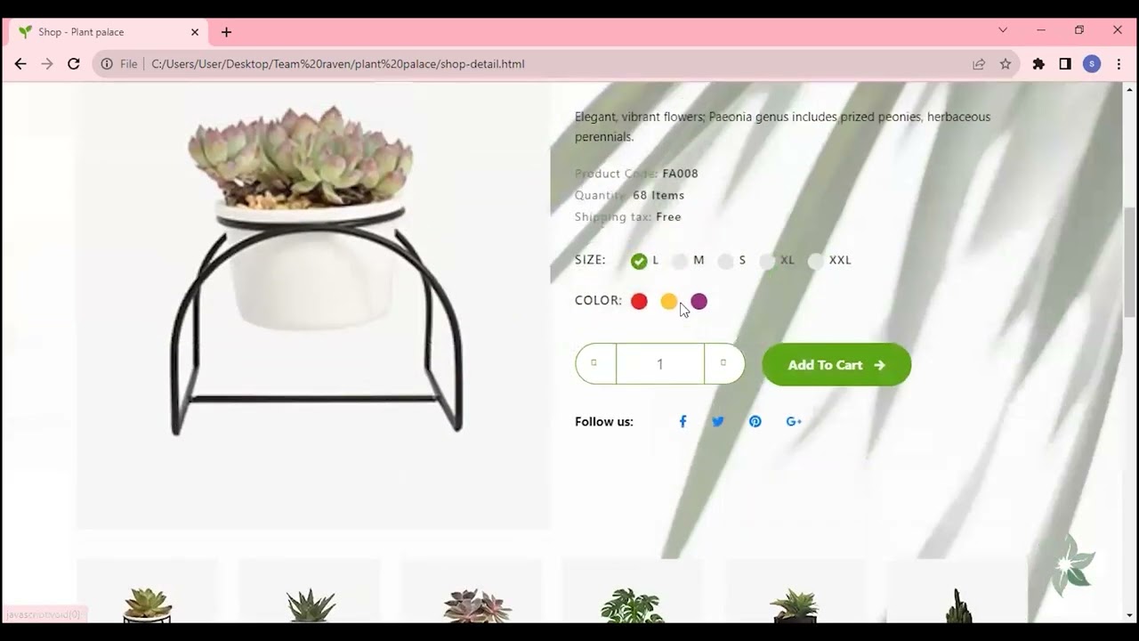 Student Work Showcase 1: Website Design & Development (Aptech Pakistan) - Plant Palace