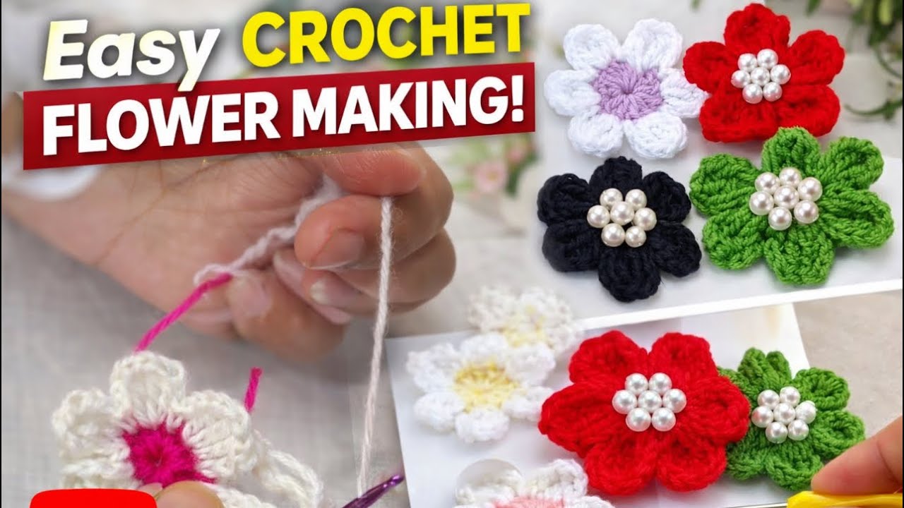 ⚡️Easy crochet flower // how to  crochet 🧶 flower 🌼 // easy making 