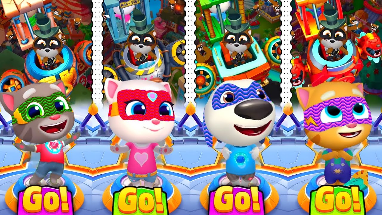 Talking Tom Hero Dash - Newly Outfits Heroes Defeated Raccoon Vs Four Bosses Cages Traps Friends