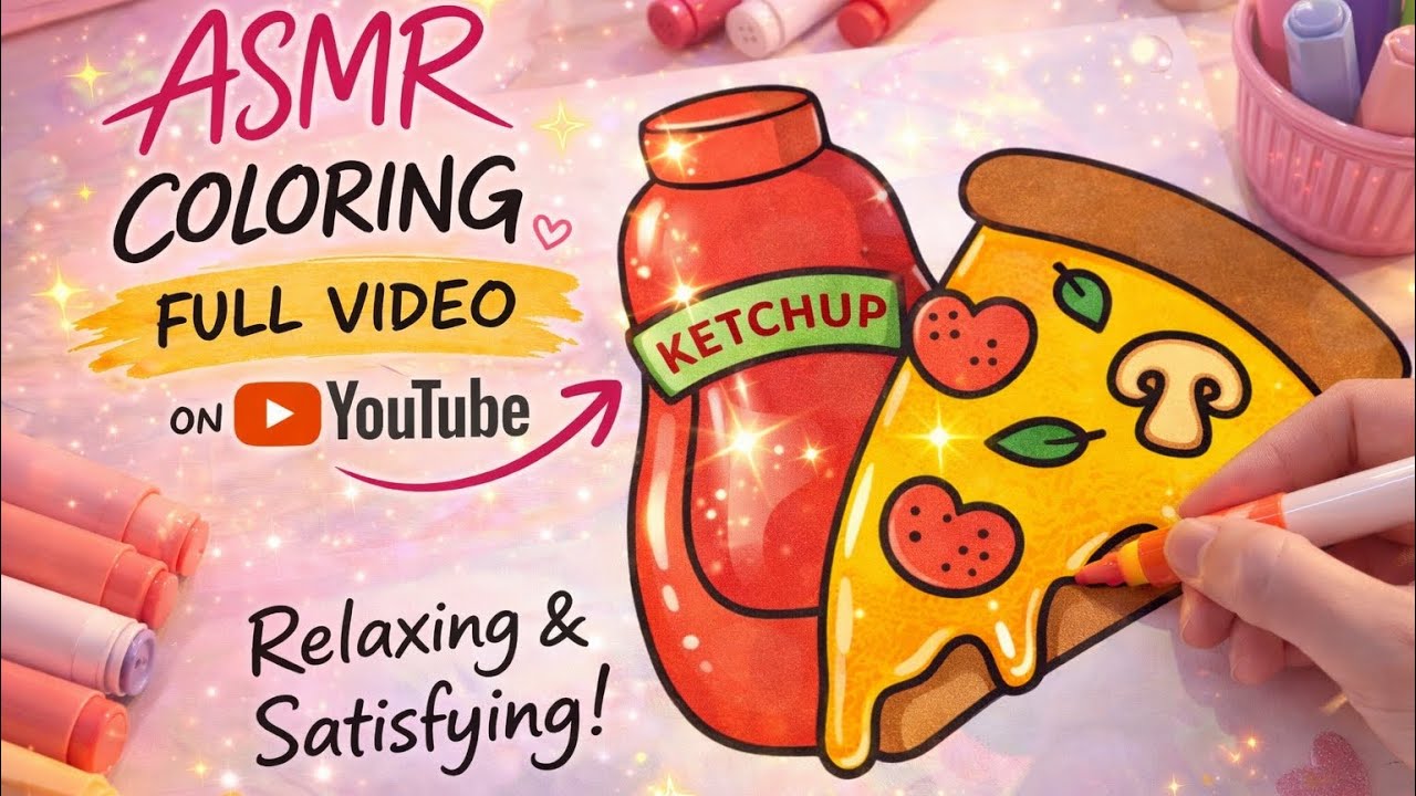 ASMR Coloring a Cute Pizza 🍕 | Relaxing Marker Coloring | Satisfying Art