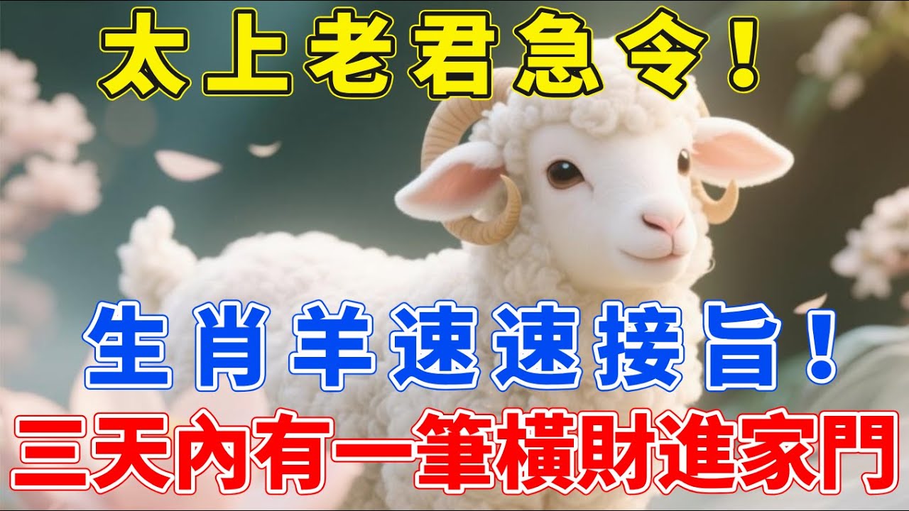 太上老君急令！生肖羊，速速接旨！三天內必有一筆橫財進家門，不接就沒了！【生肖佑福】#生肖 #命理 #運勢 #屬相 #風水