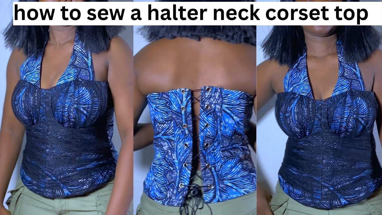 How to sew this halter neck corset top with tulle net drape.