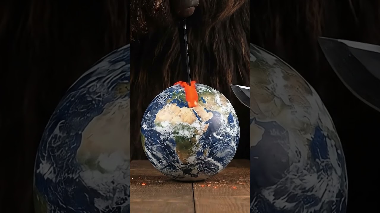 Bigfoot cutting a ball ASMR #asmr #bigfoot #earth #satisfying #cuttingasmr