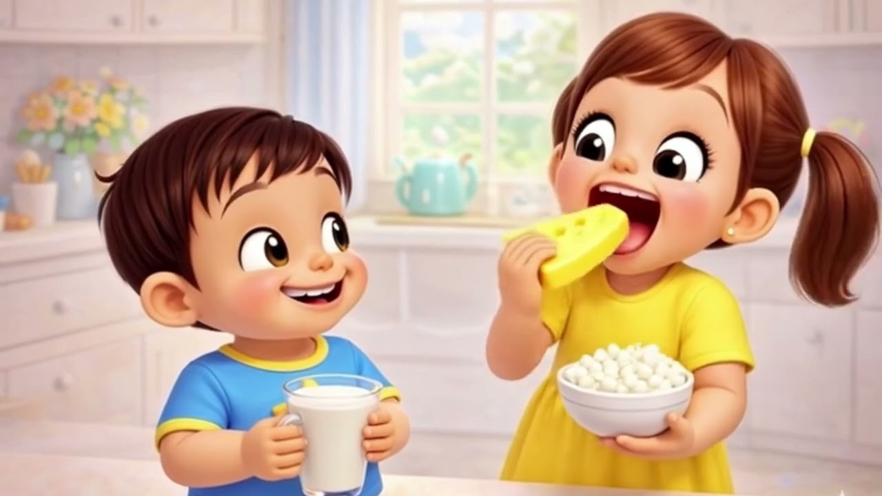 Eat fruits, drink milk, grow big and strong 💪🥛🍎Baby Gonu learns with Pipi all day long 🌈