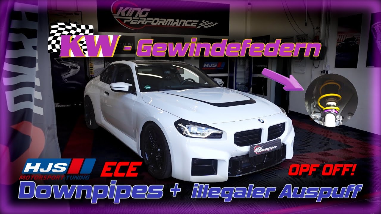HJS ECE Downpipes LEGAL + KW Gewindefedern für ASOZIAL lauten M2 G87 mit ILLEGALER Abgasanlage