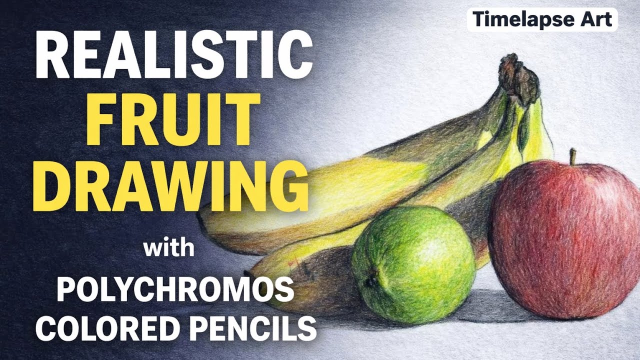 Realistic Fruit Drawing with Polychromos Colored Pencils | Timelapse Art