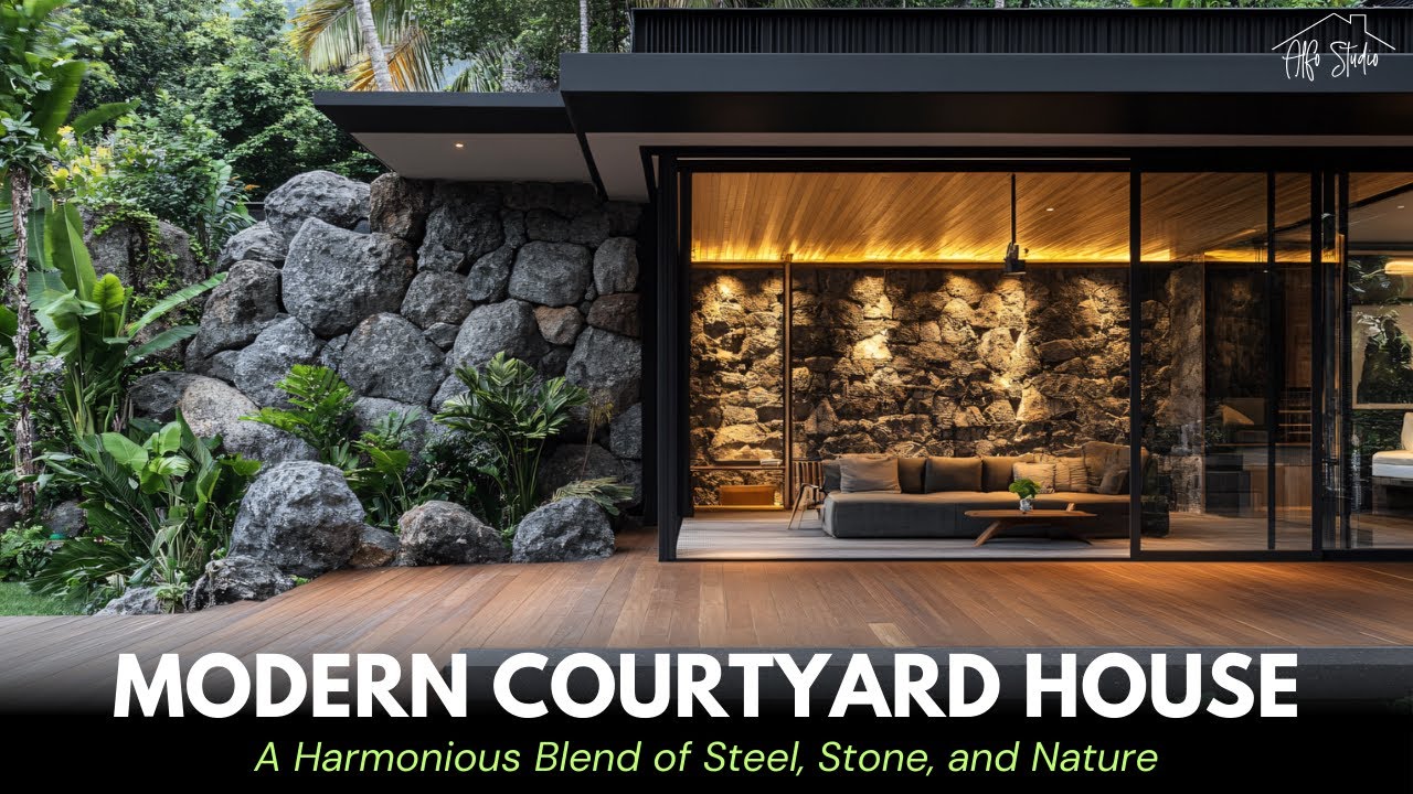 Modern Courtyard House Design: Steel, Stone, and Nature in Perfect Harmony