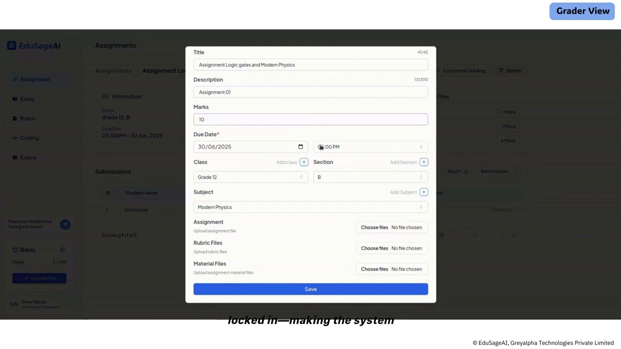 EduSageAI Quick Walkthrough | Assignment Grading