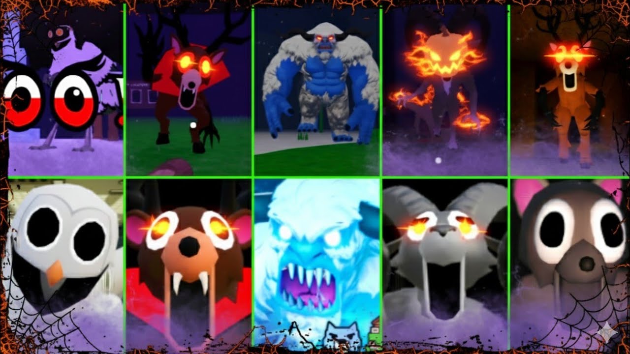 99 Nights In The Forest Helloween - Arctic, Cave, UPD, Owls, Ram, Dear Jumpscrare Monster Roblox 