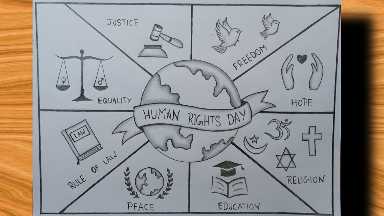 International Human rights day drawing | Human rights day poster drawing easy step by step