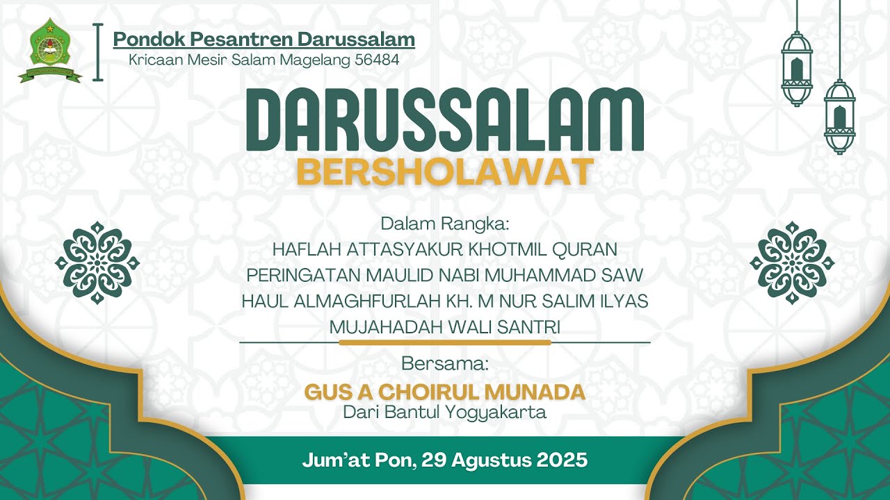 LIVE DARUSSALAM BERSHOLAWAT BERSAMA GUS AHMAD CHOIRUL MUNADA DARI BANTUL YOGYAKARTA