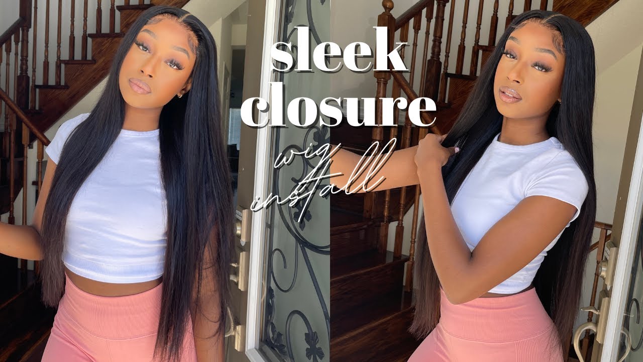 BOMB STRAIGHT SLEEK 5X5 CLOSURE WIG INSTALL  | KLAIYI HAIR