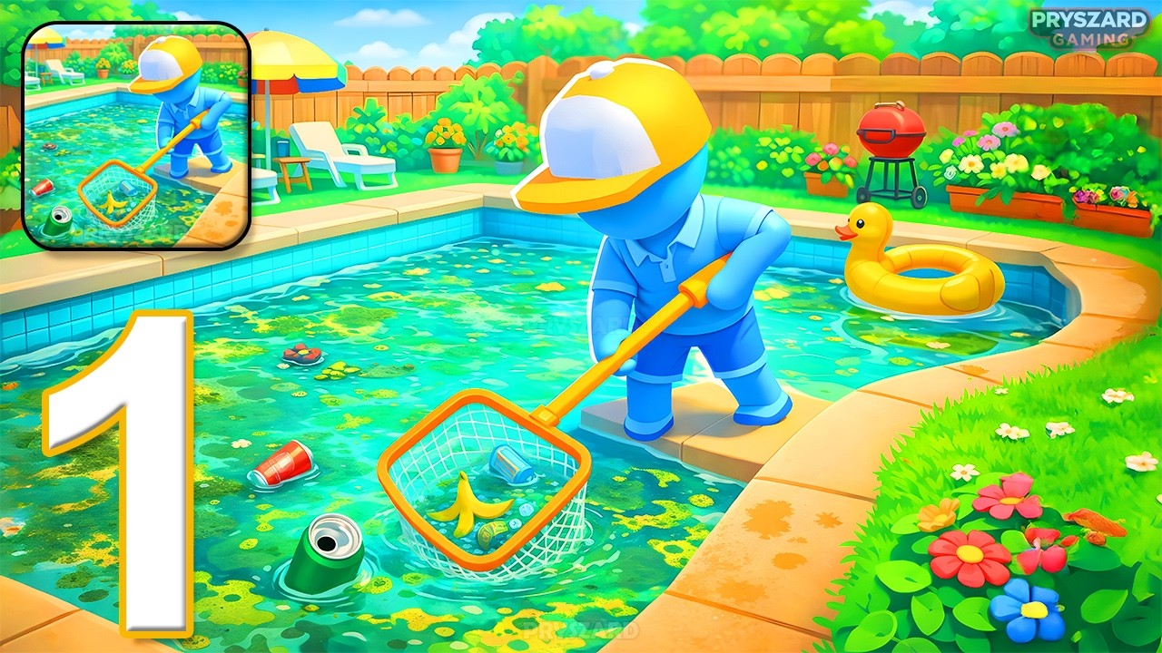 Pool Cleaner - Gameplay Walkthrough Part 1 - Pool Cleaning Game Simulator (iOS, Android)