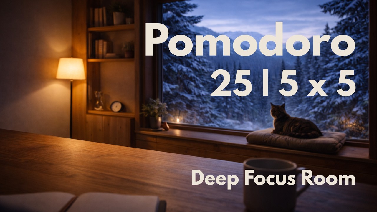 5 × Pomodoro 25/5 | Brown Noise Study & Work Session