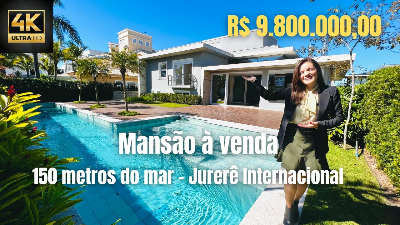 Em 4K - Mansão à venda, apenas 150 metros do mar em Jurerê Internacional - Florianópolis