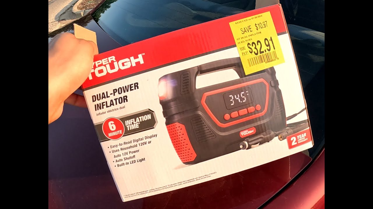 Hyper tough Dual Power Digital Inflator for P195/65R15 Car Tire Car-DC or Home-AC 120V RCP-B91A